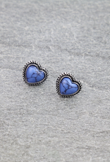 HEART STONE STUD EARRINGS