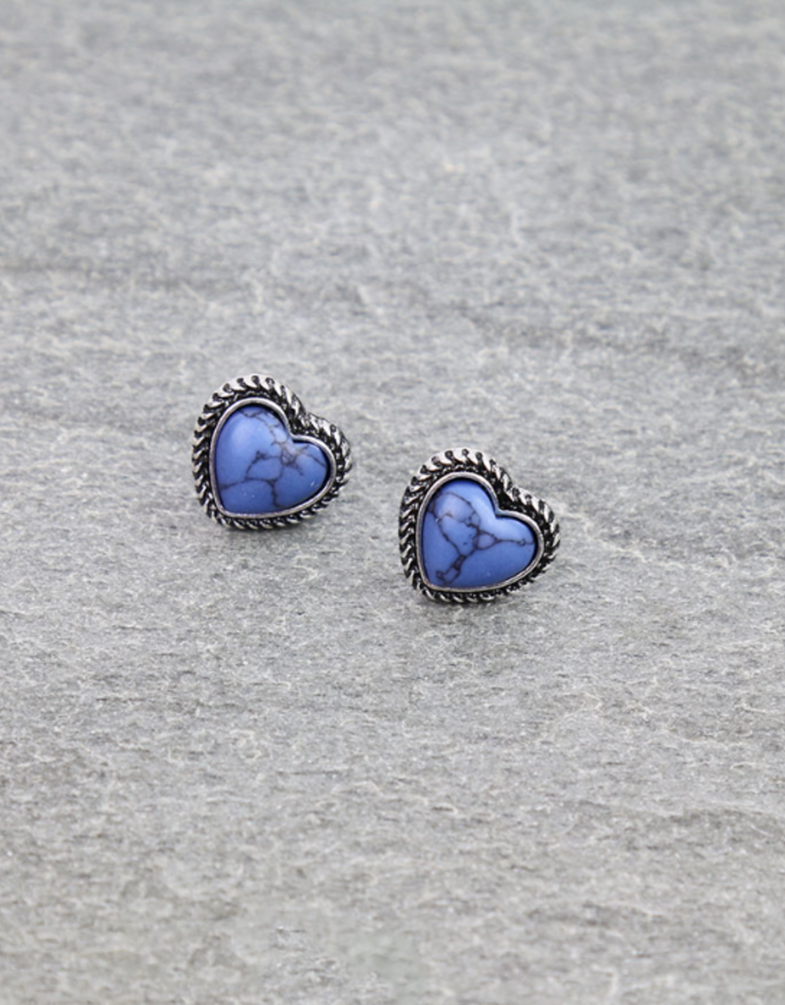 HEART STONE STUD EARRINGS