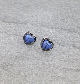 HEART STONE STUD EARRINGS