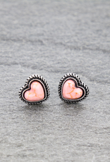 HEART STONE STUD EARRINGS