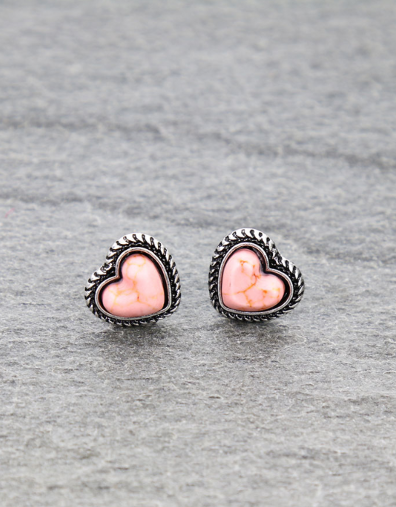 HEART STONE STUD EARRINGS