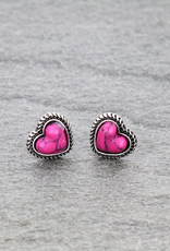 HEART STONE STUD EARRINGS