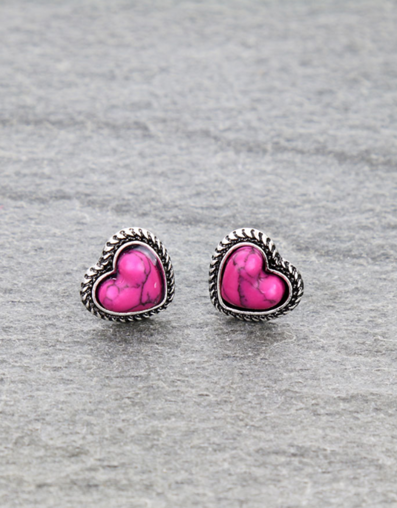 HEART STONE STUD EARRINGS