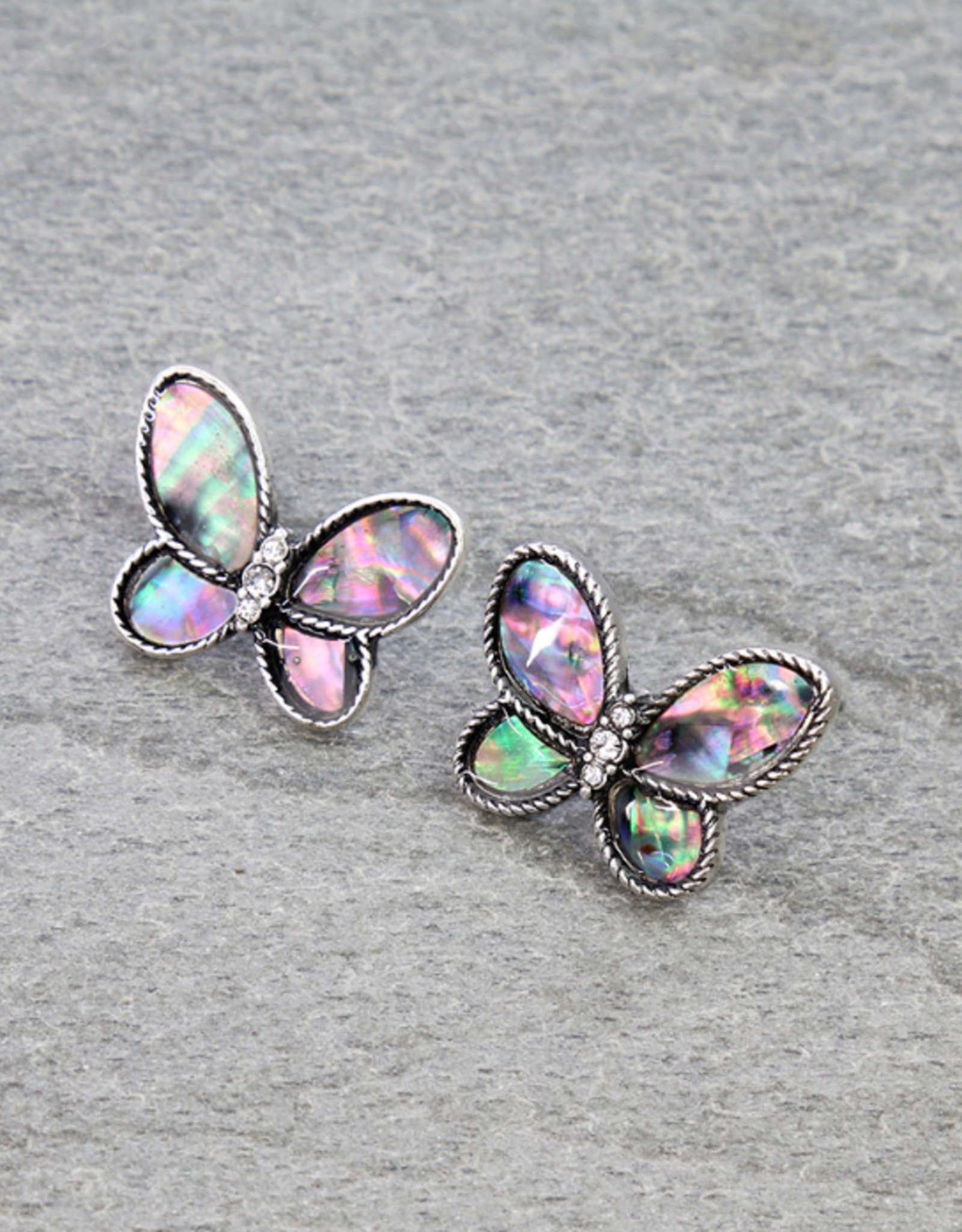MOTHER OF PEARL BUTTERFLY STUD EARRINGS