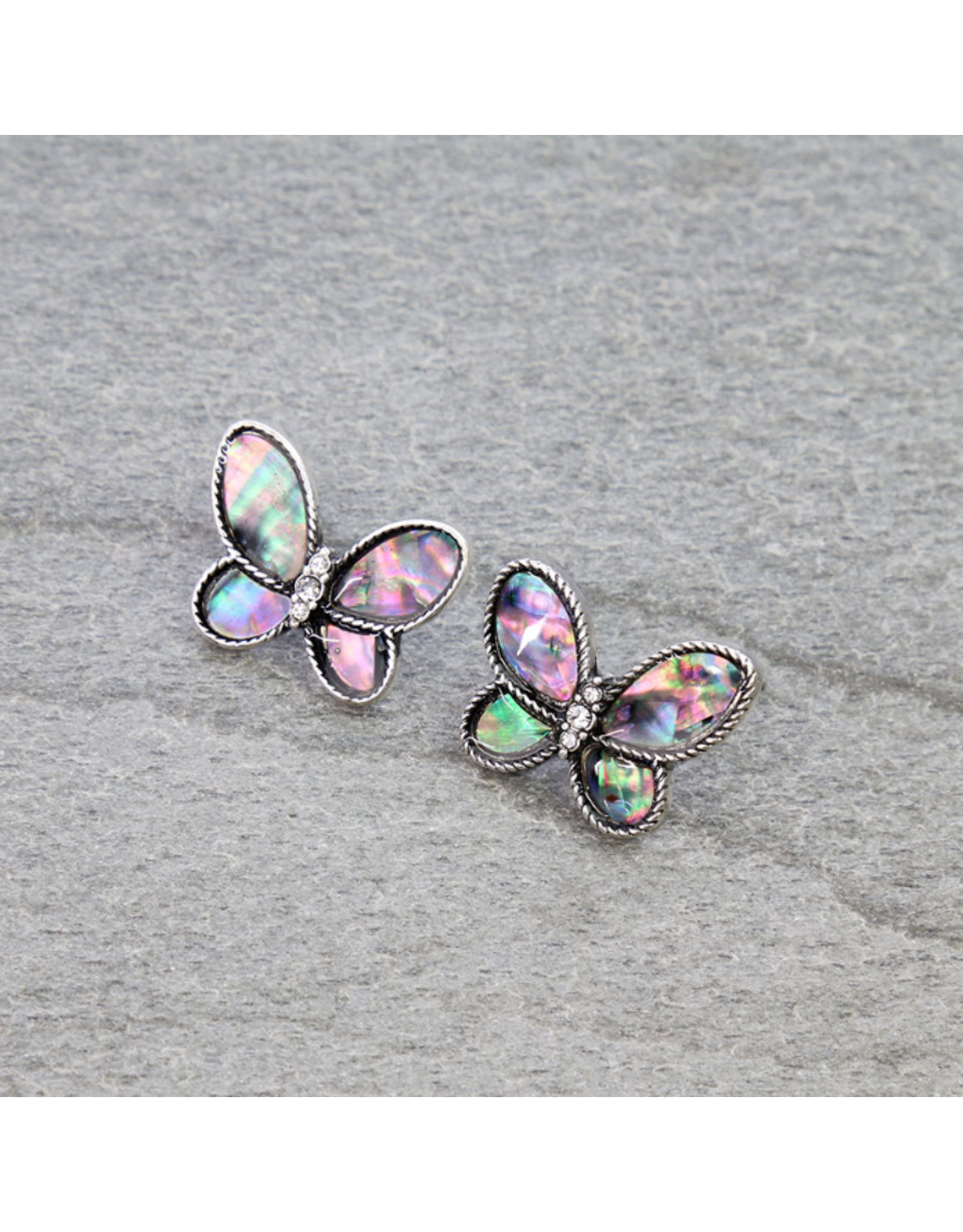 MOTHER OF PEARL BUTTERFLY STUD EARRINGS