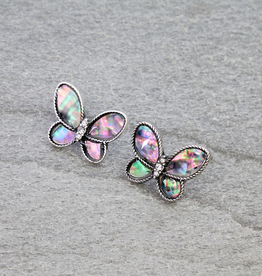MOTHER OF PEARL BUTTERFLY STUD EARRINGS