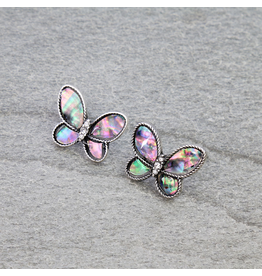 MOTHER OF PEARL BUTTERFLY STUD EARRINGS