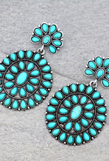WESTERN CONCHO STONE POST EARRINGS