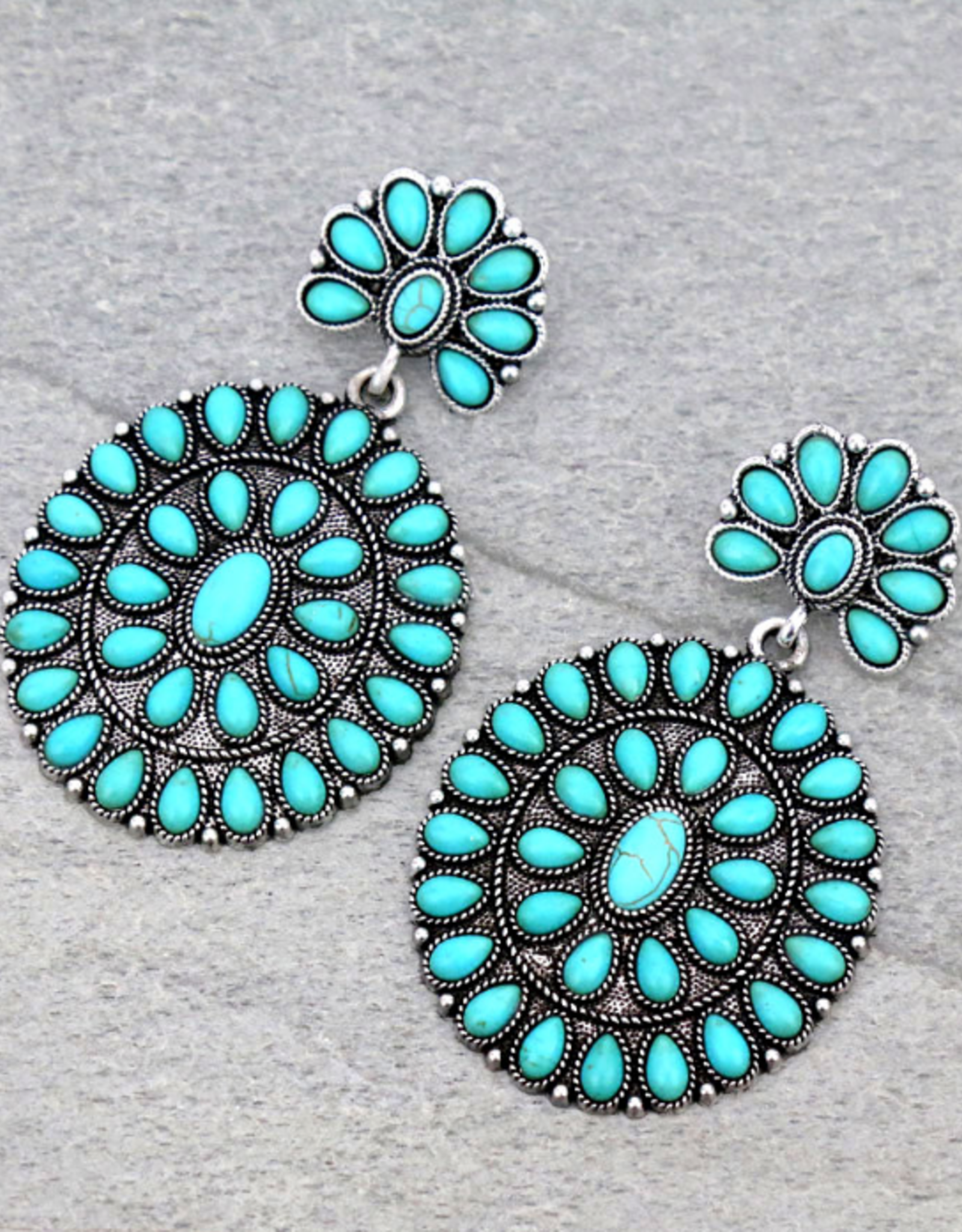 WESTERN CONCHO STONE POST EARRINGS