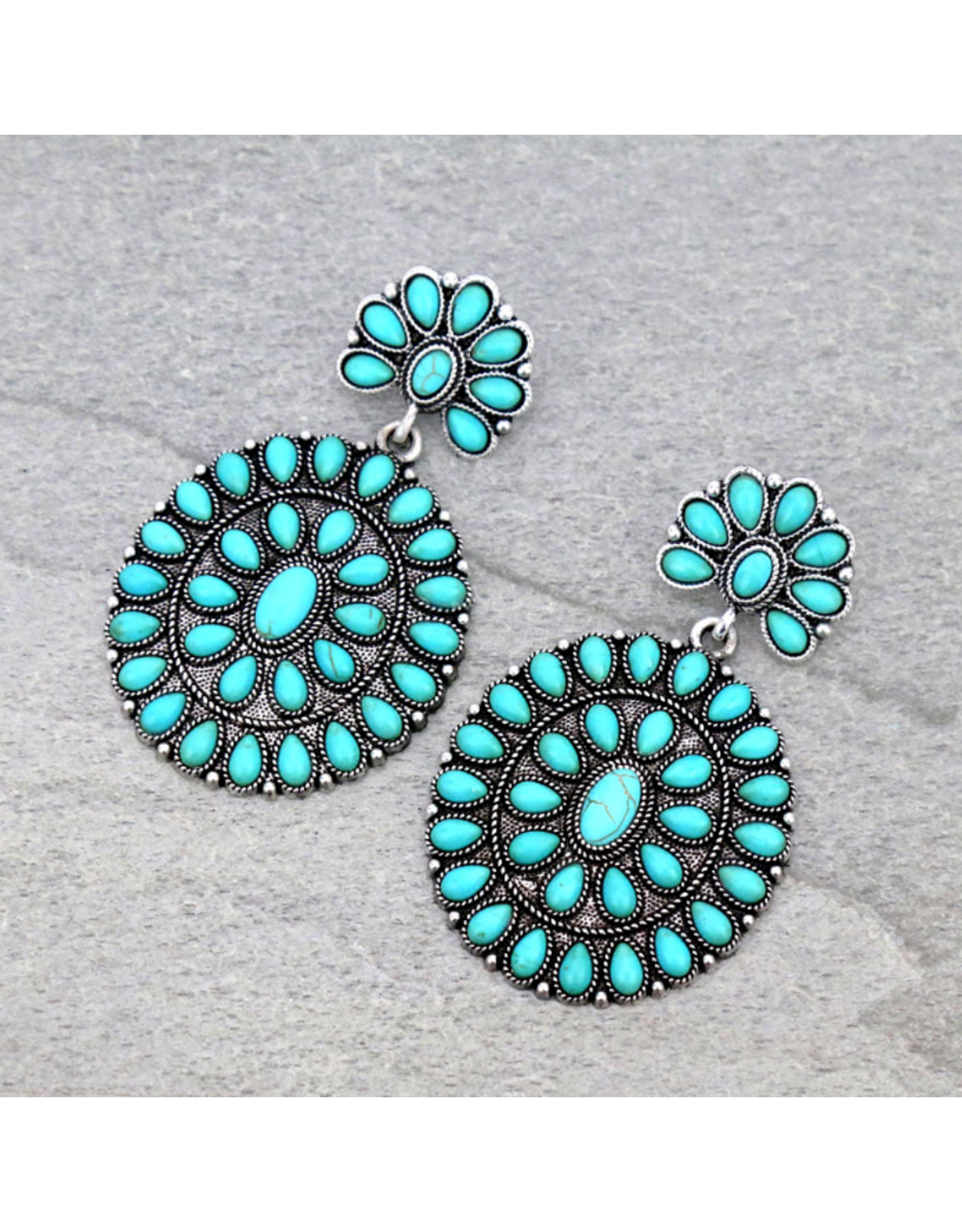 WESTERN CONCHO STONE POST EARRINGS
