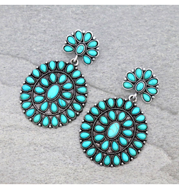 WESTERN CONCHO STONE POST EARRINGS