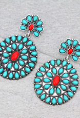 WESTERN CONCHO STONE POST EARRINGS