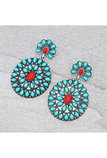 WESTERN CONCHO STONE POST EARRINGS