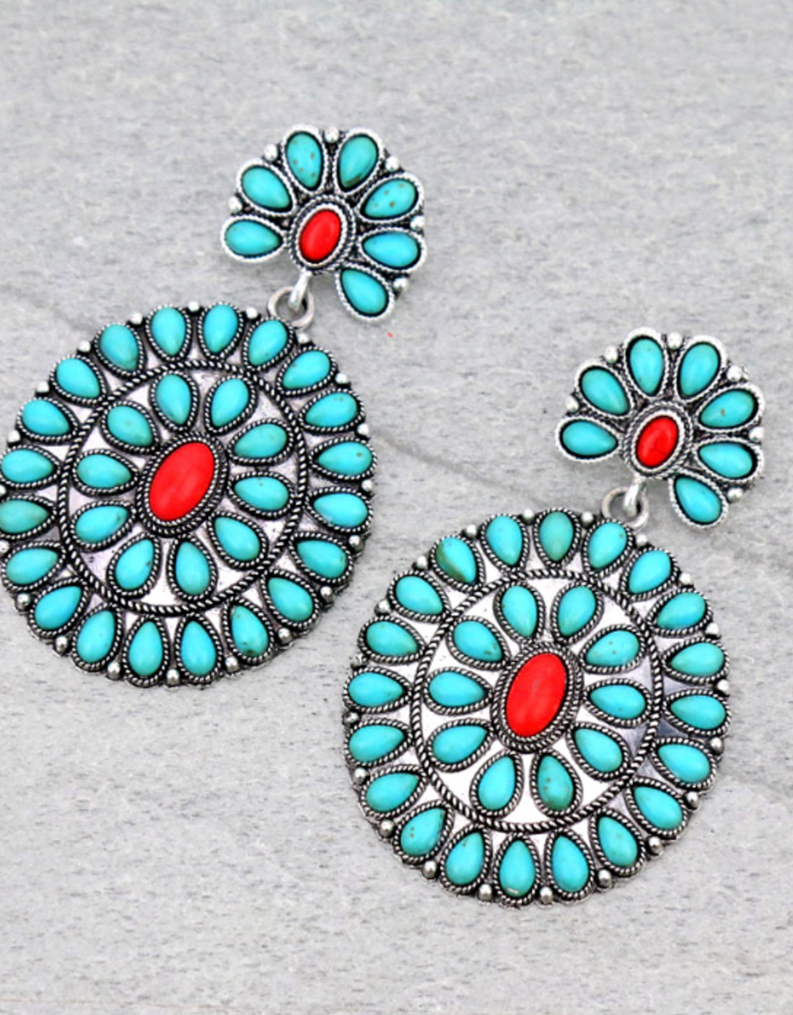 WESTERN CONCHO STONE POST EARRINGS