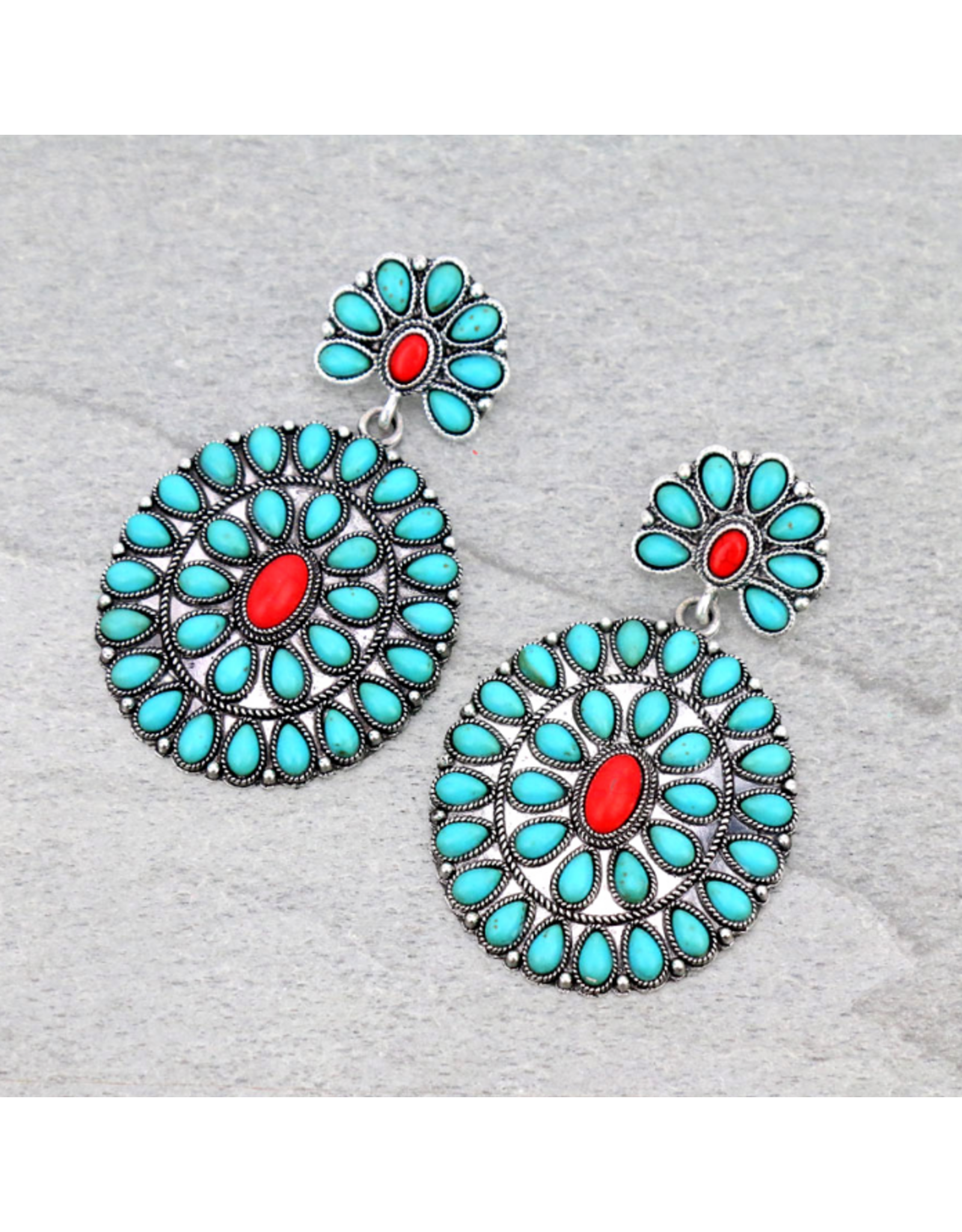 WESTERN CONCHO STONE POST EARRINGS
