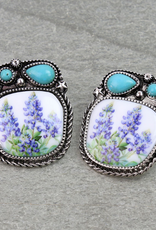 WESTERN EARRING STUD BLUE BONNET PORTRAIT