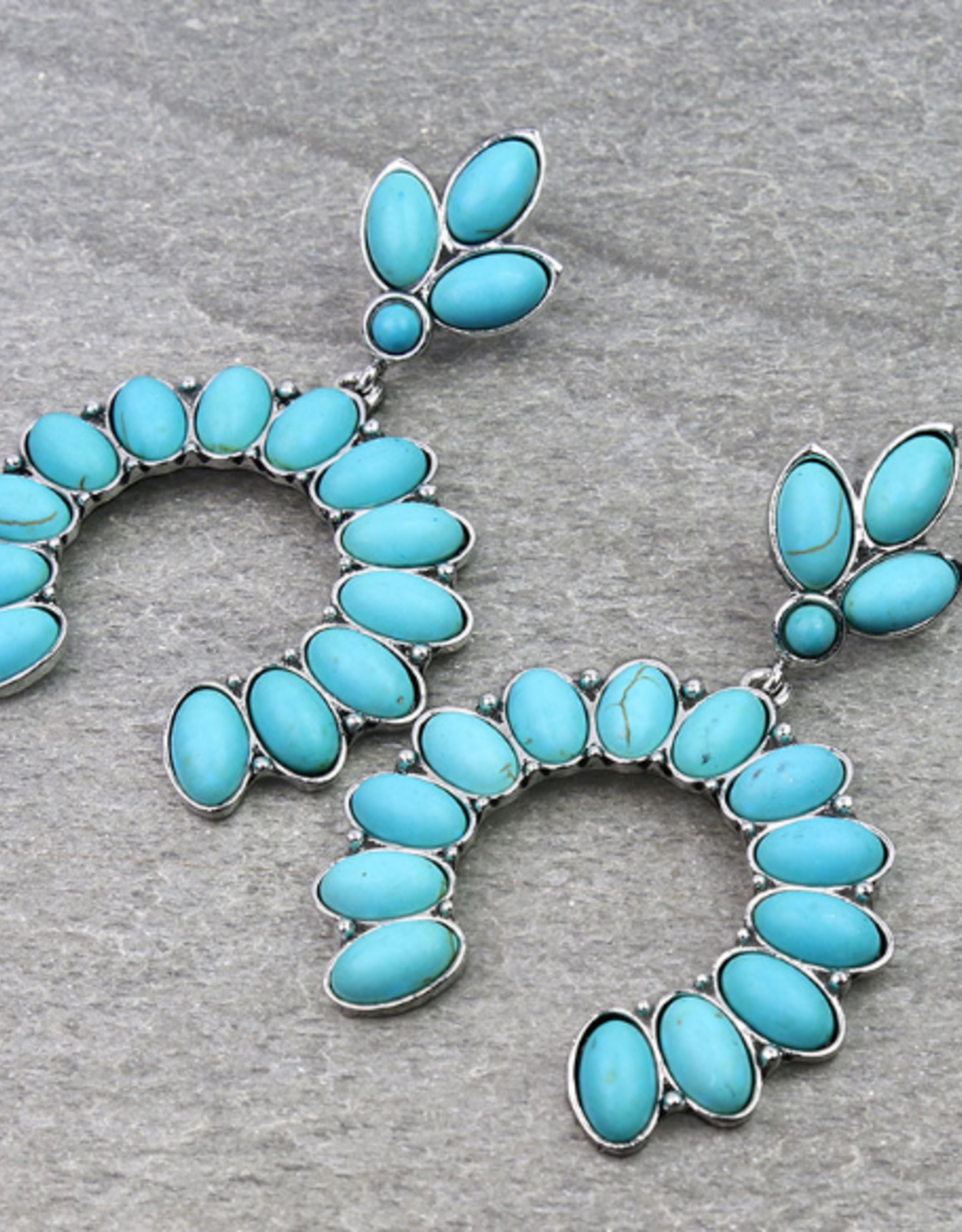 WESTERN SQUASH BLOSSOM STONE STUD EARRINGS