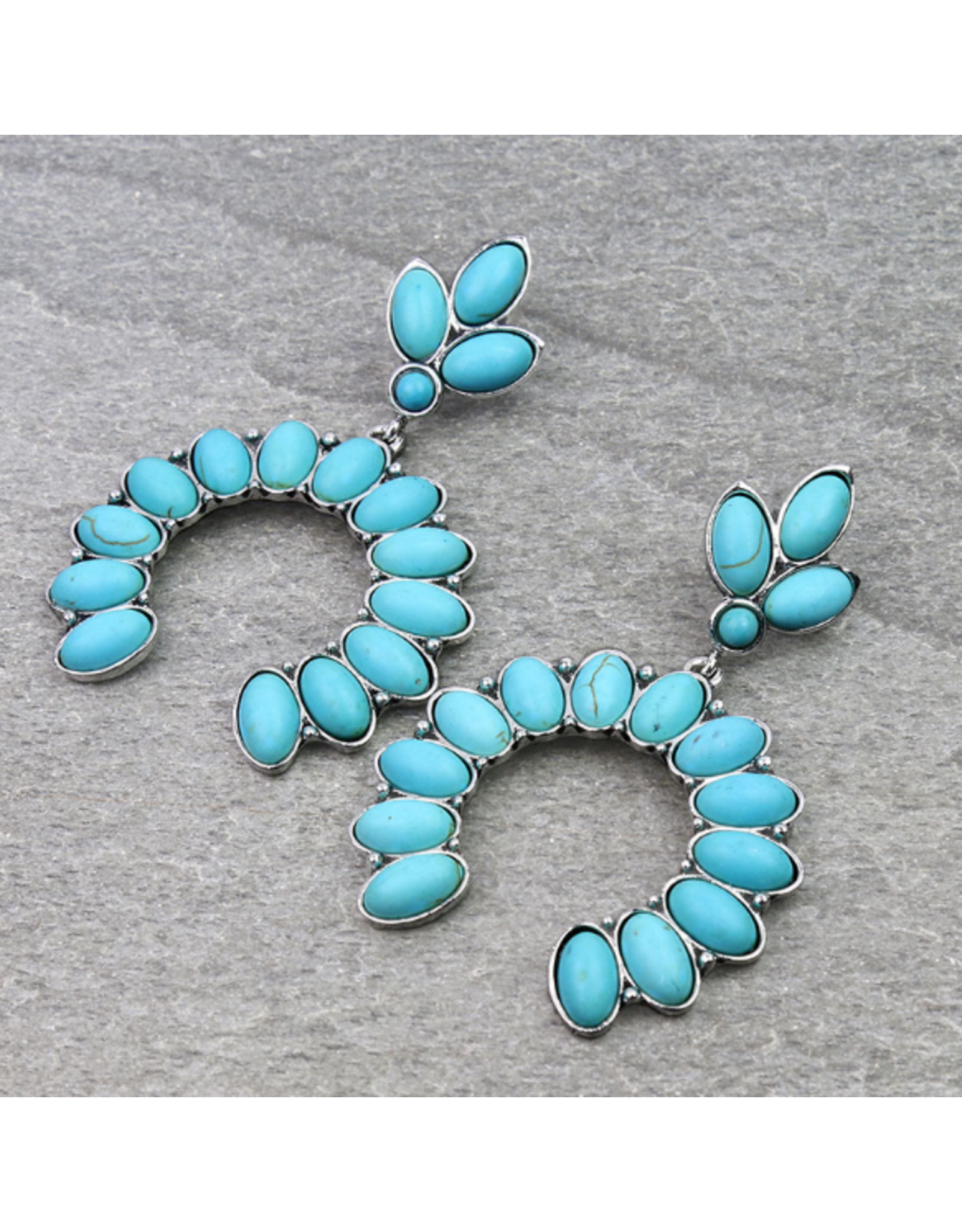 WESTERN SQUASH BLOSSOM STONE STUD EARRINGS