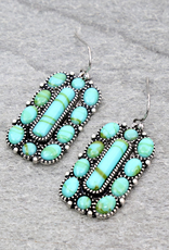 TURQUOISE RECTANGLE & CIRCLE STONE DANGLE EARRINGS