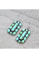TURQUOISE RECTANGLE & CIRCLE STONE DANGLE EARRINGS