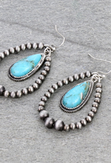 NAVAJO PEARL WITH TURQUOISE TEARDROP STONE DANGLE