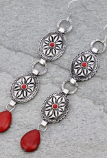 WESTERN CONCHO STONE DANGLE EARRINGS