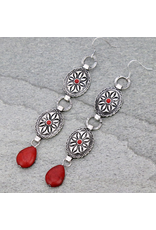 WESTERN CONCHO STONE DANGLE EARRINGS