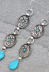 WESTERN CONCHO STONE DANGLE EARRINGS