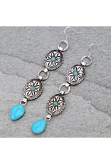 WESTERN CONCHO STONE DANGLE EARRINGS