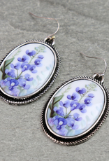WESTERN FLOWER PORTRAIT DANGLE EARRINGS