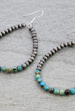 NAVAJO PEARL TEARDROP EARRING WITH GEMSTONES