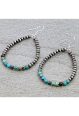 NAVAJO PEARL TEARDROP EARRING WITH GEMSTONES