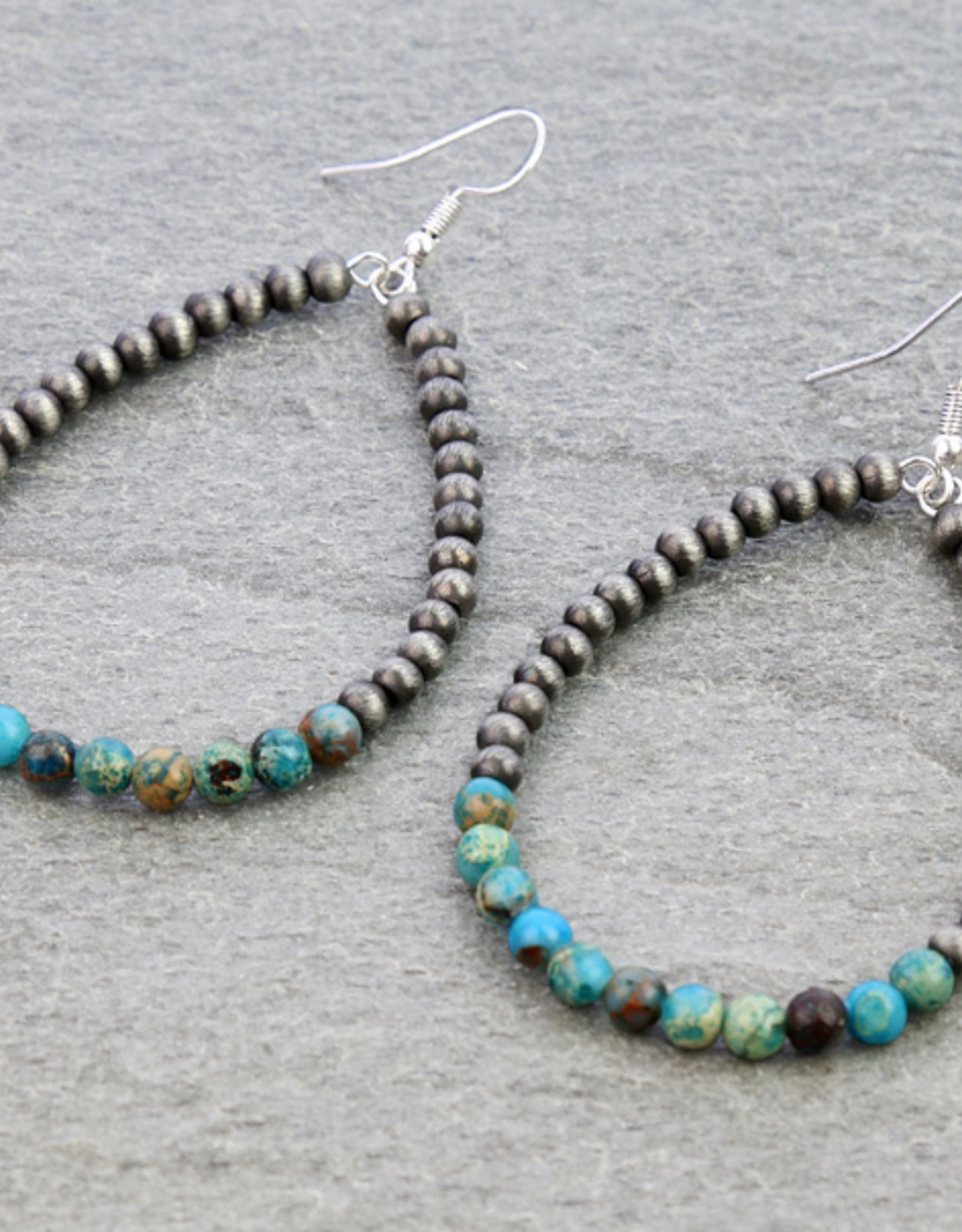 NAVAJO PEARL TEARDROP EARRING WITH GEMSTONES