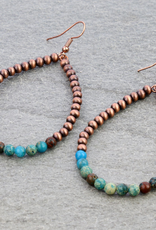 NAVAJO PEARL TEARDROP EARRING WITH GEMSTONES