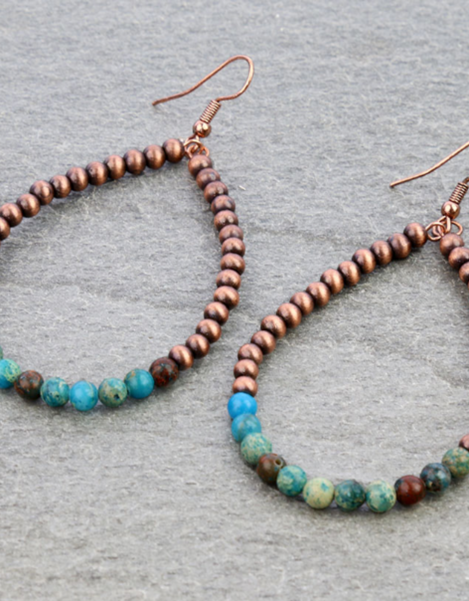 NAVAJO PEARL TEARDROP EARRING WITH GEMSTONES