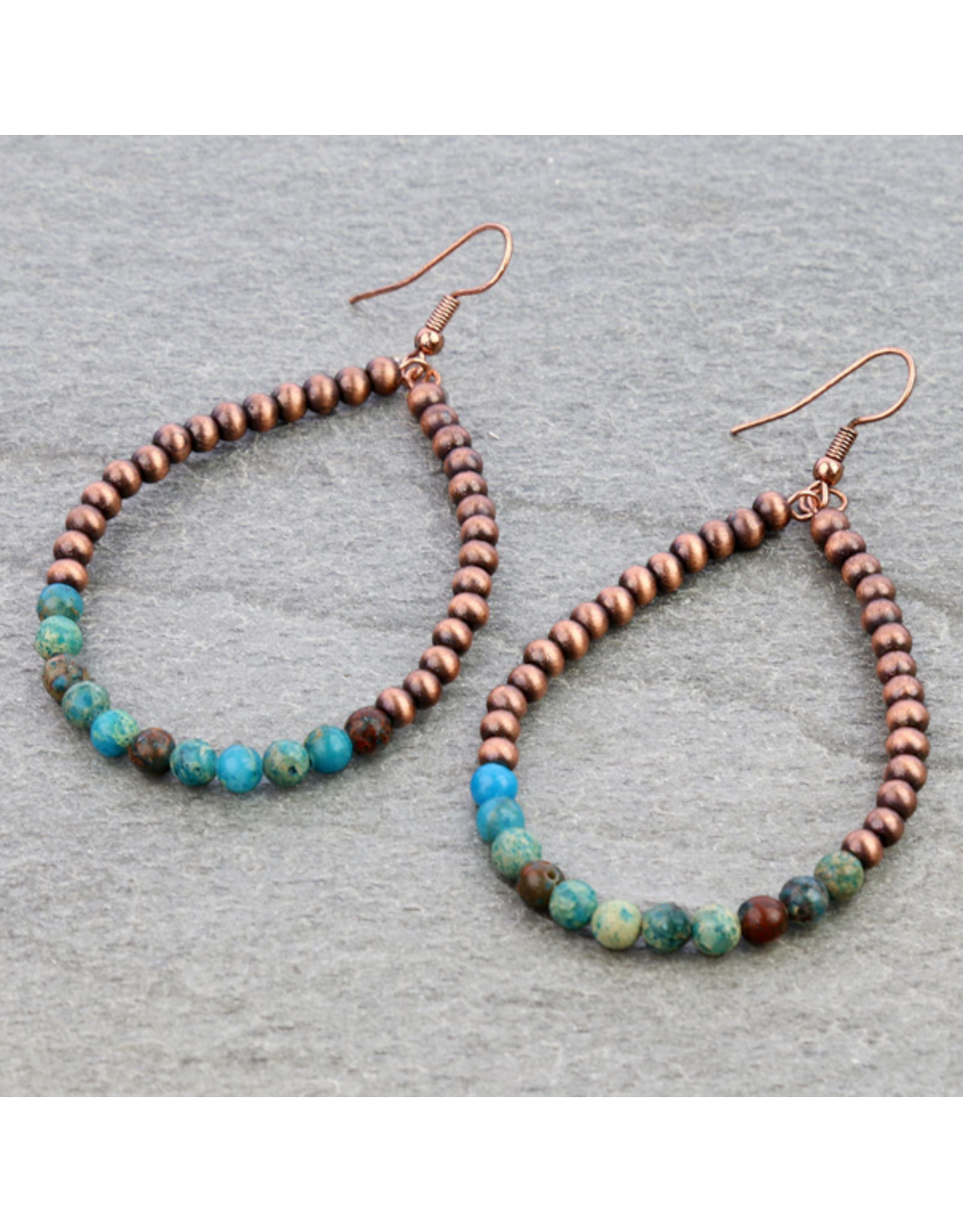 NAVAJO PEARL TEARDROP EARRING WITH GEMSTONES