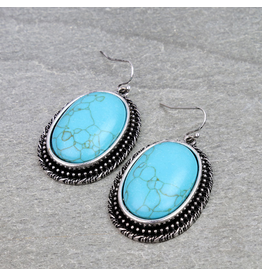 LARGE OVAL TURQUOISE STONES WITH ROPE BOARDER
