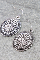 EARRINGS METAL CONCHO WITH CRYSTALS