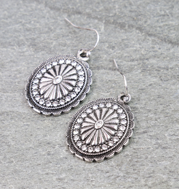 EARRINGS METAL CONCHO WITH CRYSTALS