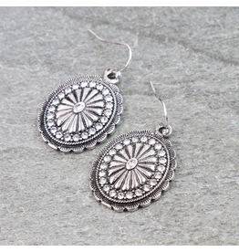 EARRINGS METAL CONCHO WITH CRYSTALS