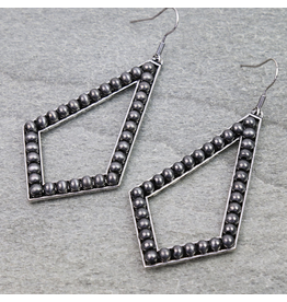 NAVAJO PEARL KITE SHAPE DANGLE EARRINGS