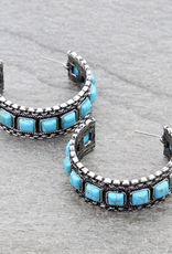 CHAIN TXR TURQUOISE SQUARE STONE EARRING HOOP