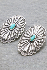 CLIP ON EARRINGS WESTERN LARGE CONCHO