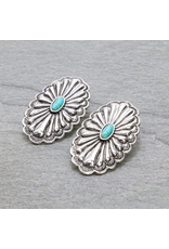 CLIP ON EARRINGS WESTERN LARGE CONCHO