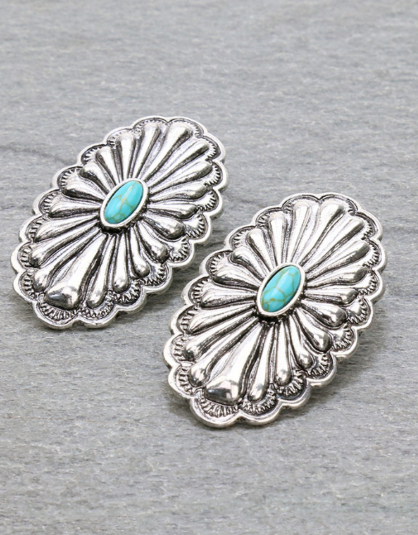 CLIP ON EARRINGS WESTERN LARGE CONCHO