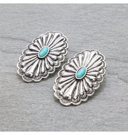 CLIP ON EARRINGS WESTERN LARGE CONCHO