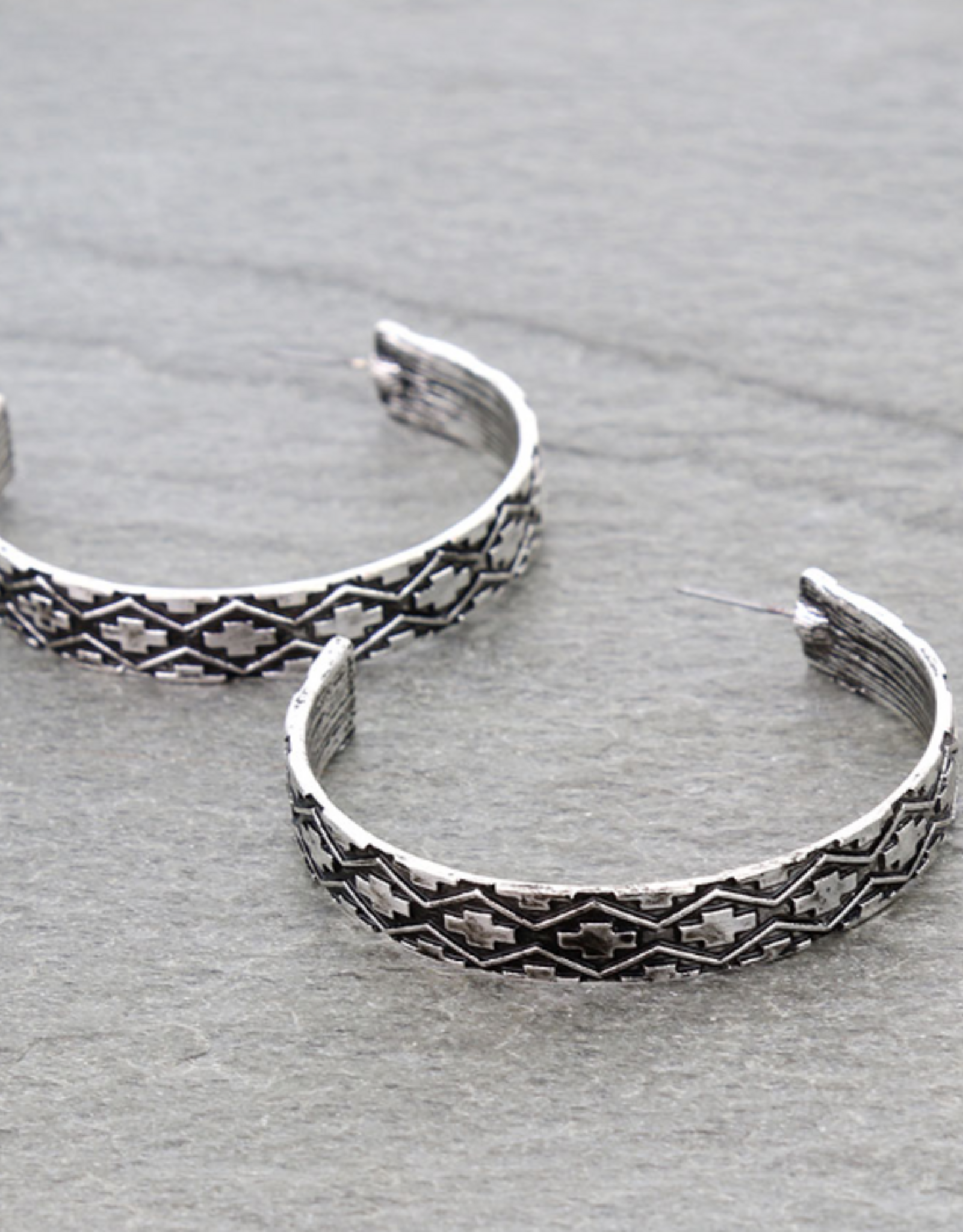 2" WESTERN AZTEC HOOP EARRINGS