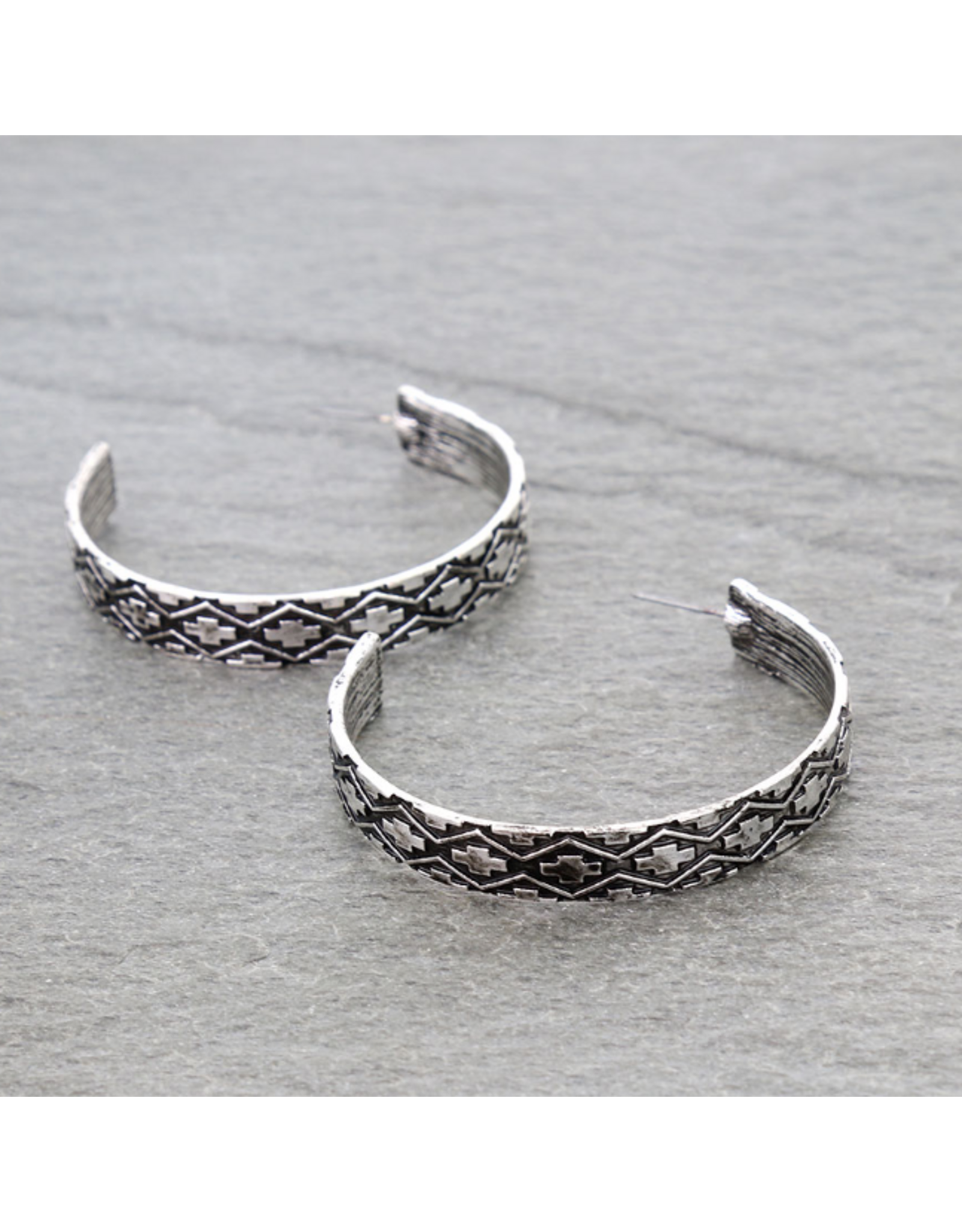 2" WESTERN AZTEC HOOP EARRINGS
