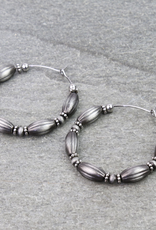 1.75" NAVAJO PEARL & BEAND HOOP EARRINGS