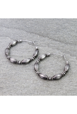 1.75" NAVAJO PEARL & BEAND HOOP EARRINGS